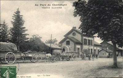 la gare de Vertus sur une carte postale ancienne